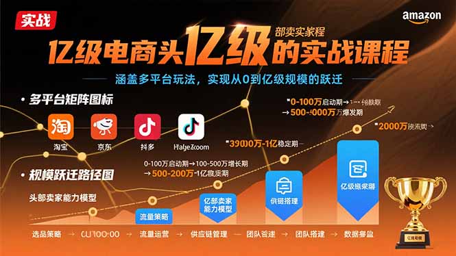 亿级电商头部卖家的实战课程：涵盖多平台玩法，实现从0到亿级规模的跃迁-米壳知道—知识分享平台