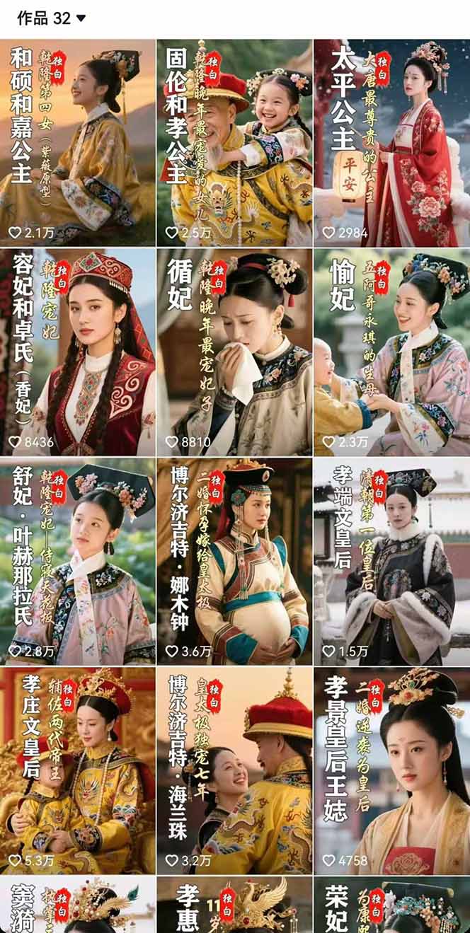 历史女性人物创作课：独白文案+AI克隆+蒙版剪辑，3个月涨粉22w+副业月入3w-米壳知道—知识分享平台