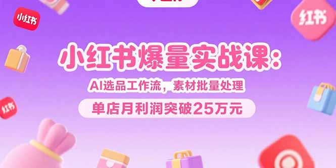 小红书爆量实战课：AI选品工作流，素材批量处理，单店月利润突破25万元-米壳知道—知识分享平台