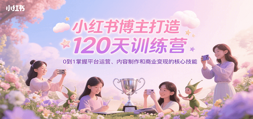 小红书博主打造120天训练营，0到1掌握平台运营、内容制作和商业变现-米壳知道—知识分享平台