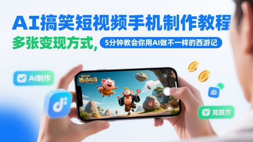 AI搞笑短视频手机制作教程，多张变现方式，5分钟教会你用AI做不一样的西游记-米壳知道—知识分享平台