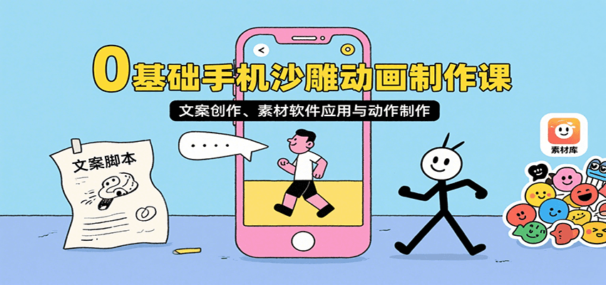 0基础手机沙雕动画制作课，文案创作、素材软件应用与动作制作-米壳知道—知识分享平台