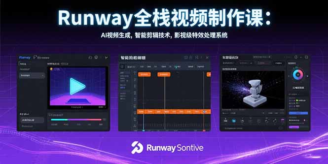 Runway全栈视频制作课：AI视频生成，智能剪辑技术，影视级特效处理系统-米壳知道—知识分享平台