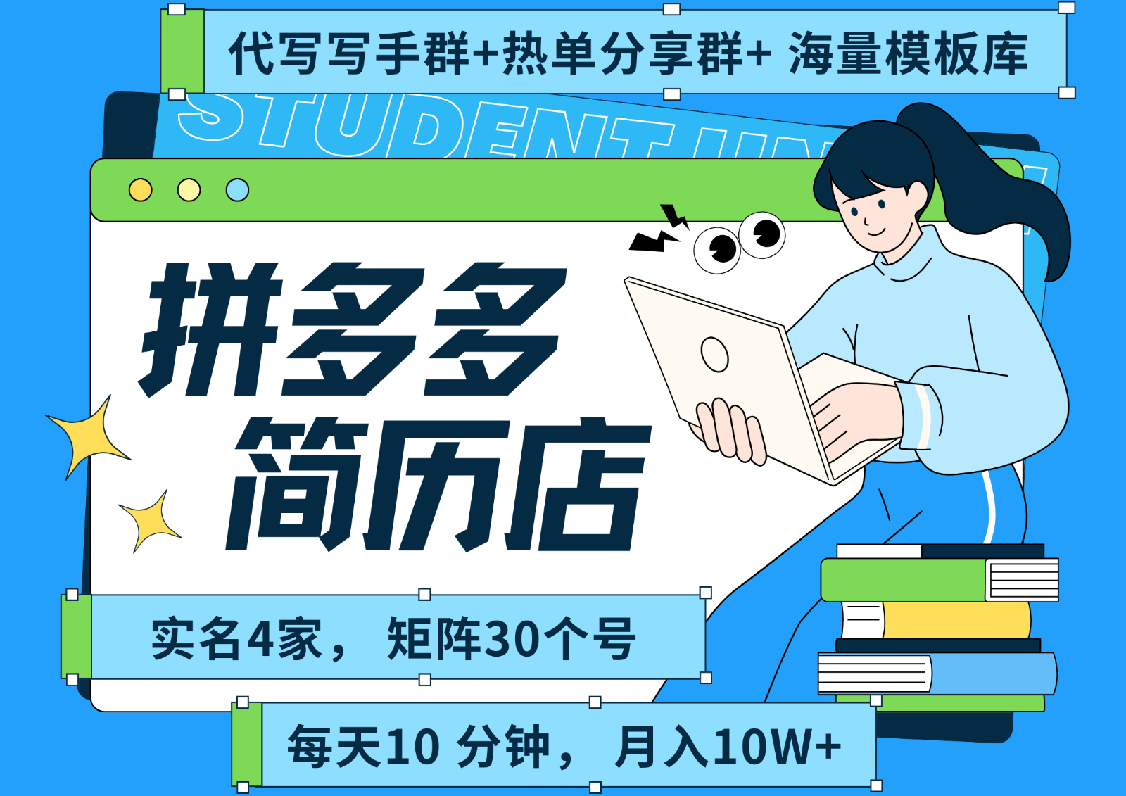 拼多多电商 拼多多 虚拟资料 简历 海报代写 全SOP流程 毫无保留分享(含后端资料)-米壳知道—知识分享平台