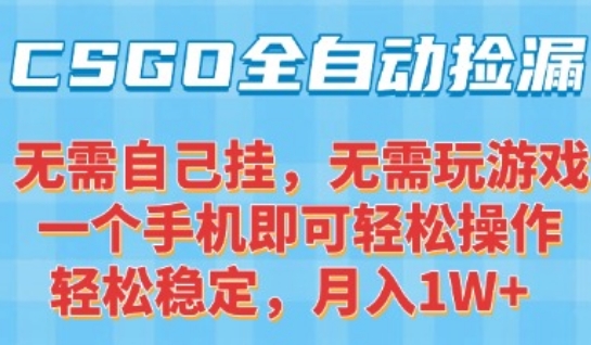 CSGO自动捡漏项目，最新独家玩法，一个手机可操作，新手小白轻松月入1W+，操作简单易上手【揭秘】-米壳知道—知识分享平台