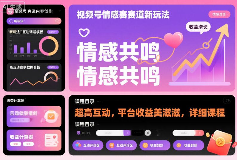 视频号情感赛道新玩法，超高互动，平台收益美滋滋，详细课程-米壳知道—知识分享平台