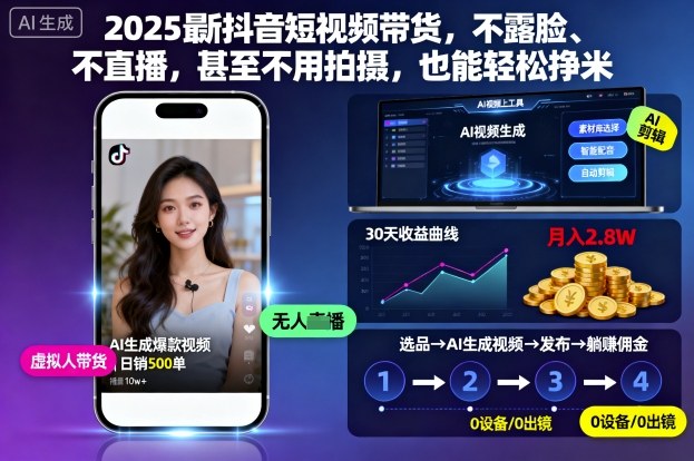 2025最新抖音短视频带货,不露脸、不直播,甚至不用拍摄,也能轻松挣米-米壳知道—知识分享平台