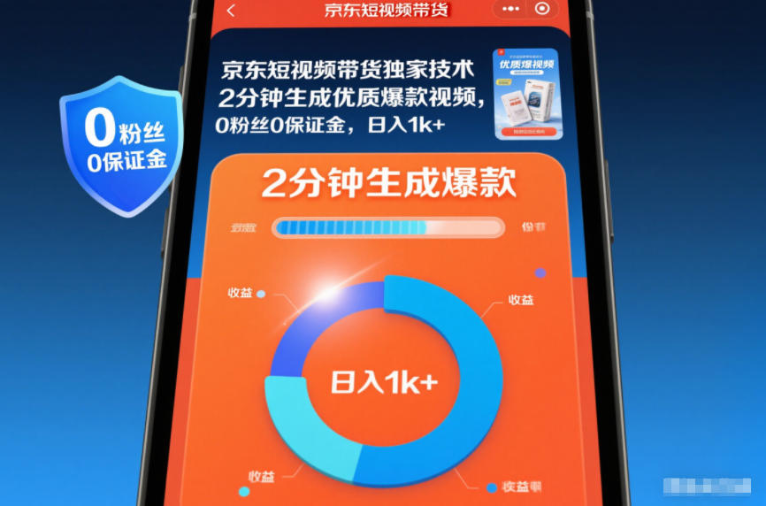 京东短视频带货独家技术,2分钟生成一条优质爆款视频,0粉丝0保证金,日入1k+【揭秘】-米壳知道—知识分享平台
