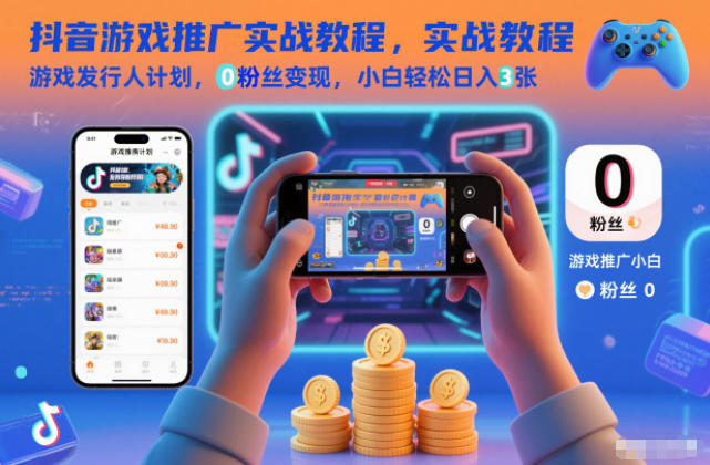 抖音游戏推广实战教程，游戏发行人计划，0粉丝变现，小白轻松日入3张-米壳知道—知识分享平台