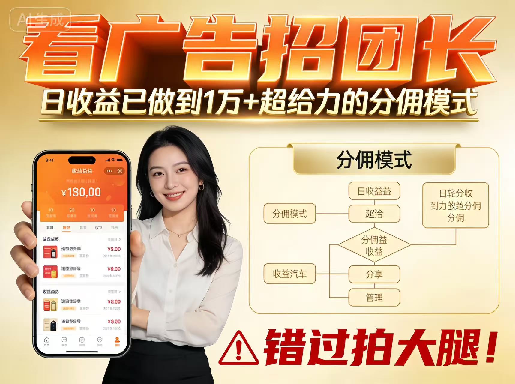 看广告招团长,团队收益已做到日入1万,分佣模式超给力,错过拍大腿-米壳知道—知识分享平台