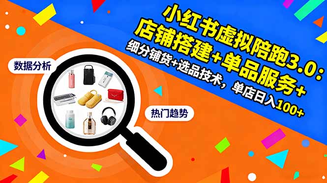 小红书虚拟陪跑3.0：店铺搭建+单品服务+细分铺货+选品技术，单店日入100+-米壳知道—知识分享平台