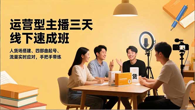 运营型主播三天线下班，人货场搭建,四部曲起号,流量实时应对，手把手带练-米壳知道—知识分享平台