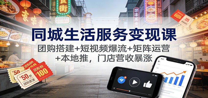 同城生活服务变现课：团购搭建+短视频爆流+矩阵运营+本地推，门店营收暴涨-米壳知道—知识分享平台