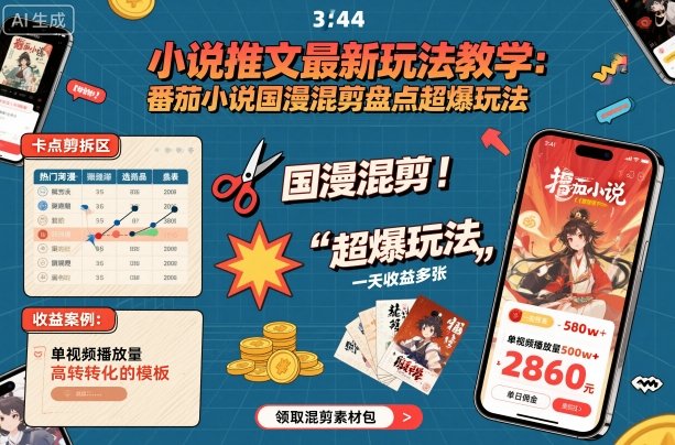 小说推文最新玩法教学,番茄小说国漫混剪盘点超爆玩法,全程干货,一天收益多张-米壳知道—知识分享平台