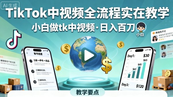 TikTok中视频全流程实操教学，小白做tk中视频，日入百刀-米壳知道—知识分享平台