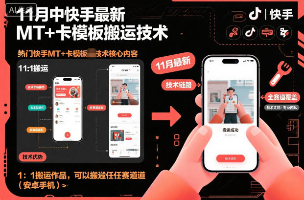 11月中快手最新MT+卡模板搬运技术，1：1搬运作品，可以搬运任何赛道(安卓手机)-米壳知道—知识分享平台