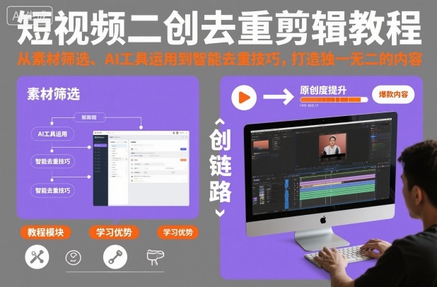 短视频二创去重剪辑教程，从素材筛选、AI工具运用到智能去重技巧，打造独一无二的内容-米壳知道—知识分享平台