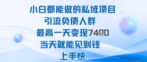 2025年小白都能做的私域项目引流负债人群最高一天变现1k+高变现难度低当天就能见到钱上手快-米壳知道—知识分享平台