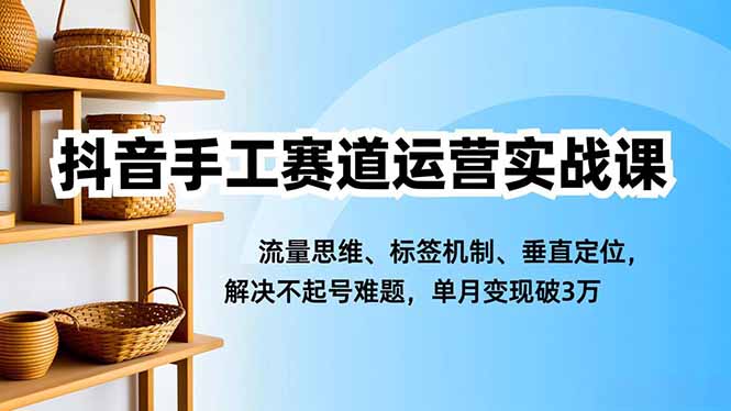 抖音手工赛道运营实战课，流量思维、标签机制、垂直定位，解决不起号难题，单月变现破3万-米壳知道—知识分享平台