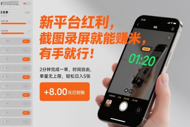 新平台红利，截图录屏就能賺米，有手就行！2分钟完成一单，时间自由，单量无上限，轻松日入5张【揭秘】-米壳知道—知识分享平台