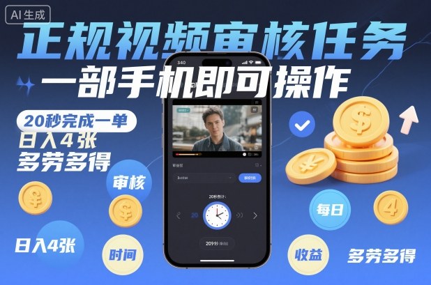 正规视频审核任务,一部手机即可操作,20秒完成一单,日入4张,多劳多得【揭秘】-米壳知道—知识分享平台