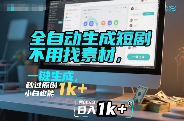 全自动生成短剧，不用找素材，不用剪辑，一键生成，秒过原创，小白也能轻松日入1k+【揭秘】-米壳知道—知识分享平台