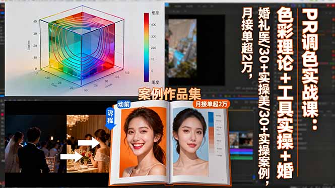 PR调色实战课：色彩理论+工具实操+婚礼医美/30+实操案例，月接单超2万-米壳知道—知识分享平台
