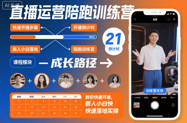 直播运营陪跑训练营，教你快速开播，新人小白快速落地实操-米壳知道—知识分享平台