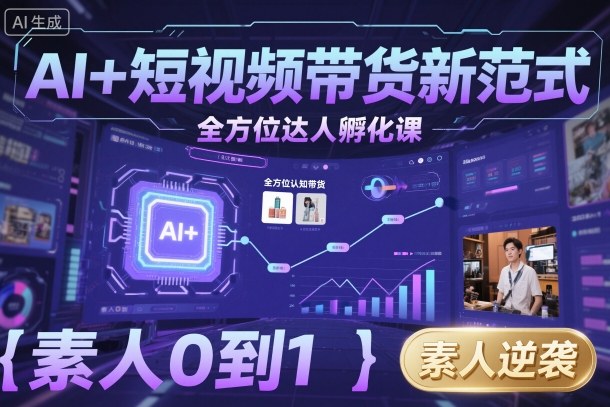 AI+短视频带货新范式全方位达人孵化课，素人也可以从0到1，全方位认知短视频带货-米壳知道—知识分享平台