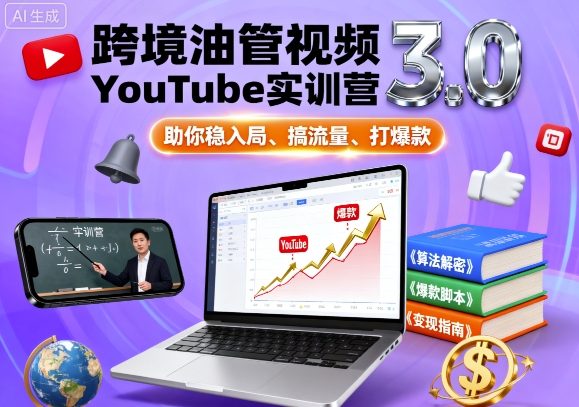 跨境油管视频YouTube实训营3.0，助你稳入局、搞流量、打爆款-米壳知道—知识分享平台