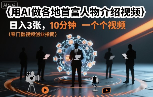 用AI做各地首富人物介绍视频，日入3张，10分钟一个视频-米壳知道—知识分享平台