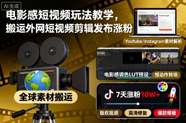 电影感短视频玩法教学,搬运外网短视频剪辑发布涨粉-米壳知道—知识分享平台