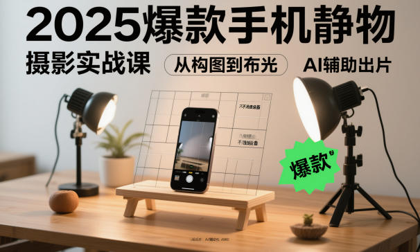 2025爆款手机静物摄影实战课，从构图到布光，不用贵设备，AI辅助出片-米壳知道—知识分享平台
