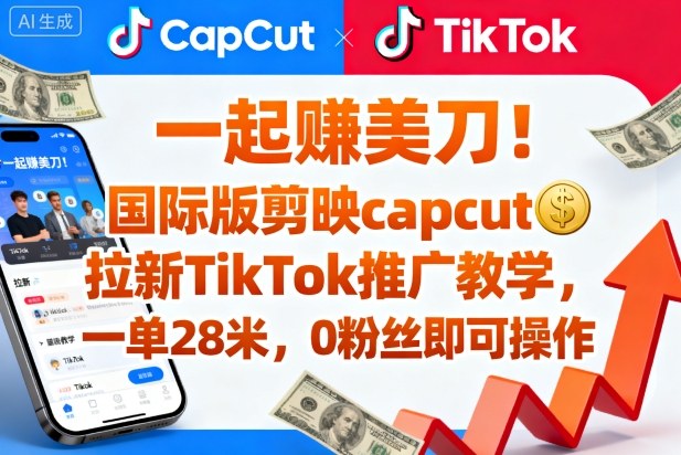 一起賺美刀！国际版剪映capcut拉新TikTok推广教学，一单28米，0粉丝即可操作(附推广入口和教学)-米壳知道—知识分享平台