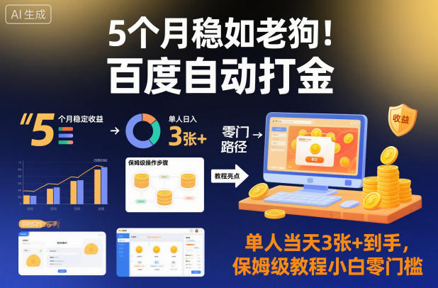 5个月稳如老狗！百度自动打金，单人当天3张+到手，保姆级教程小白零门槛【揭秘】-米壳知道—知识分享平台