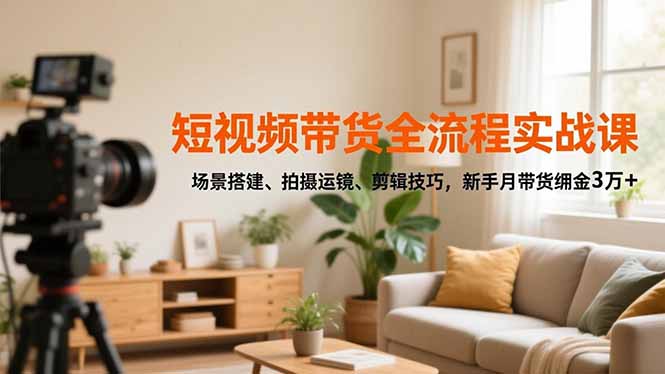 短视频带货全流程实战课,场景搭建、拍摄运镜、剪辑技巧,新手月带货佣金3万+-米壳知道—知识分享平台