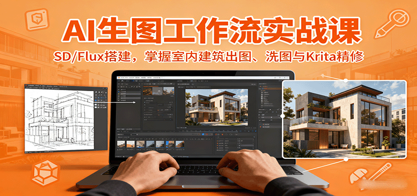 AI生图工作流实战课：SD/Flux搭建，掌握室内建筑出图、洗图与Krita精修-米壳知道—知识分享平台