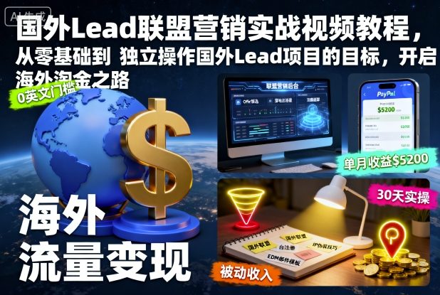 国外Lead联盟营销实战视频教程,从零基础到独立操作国外Lead项目的目标,开启海外淘金之路-米壳知道—知识分享平台