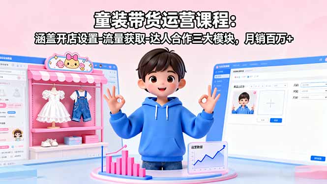 童装带货运营课程：涵盖开店设置-流量获取-达人合作三大模块，月销百万+-米壳知道—知识分享平台