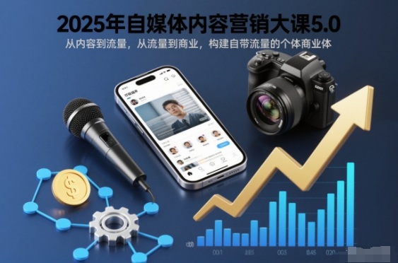 2025年自媒体内容营销大课5.0,从内容到流量,从流量到商业,构建自带流量的个体商业体-米壳知道—知识分享平台