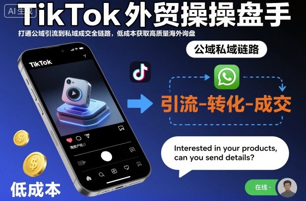 TikTok外贸操盘手，打通公域引流到私域成交全链路，低成本获取高质量海外询盘-米壳知道—知识分享平台