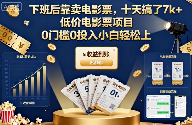 下班后靠卖电影票，十天搞了7k+，低价电影票项目，0门槛0投入小白轻松上手【揭秘】-米壳知道—知识分享平台