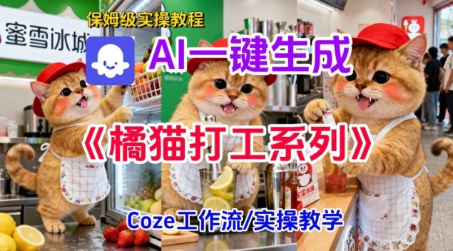 Coze扣子工作流一键生成胖橘猫打工短视频，保姆级实操搭建教学-米壳知道—知识分享平台