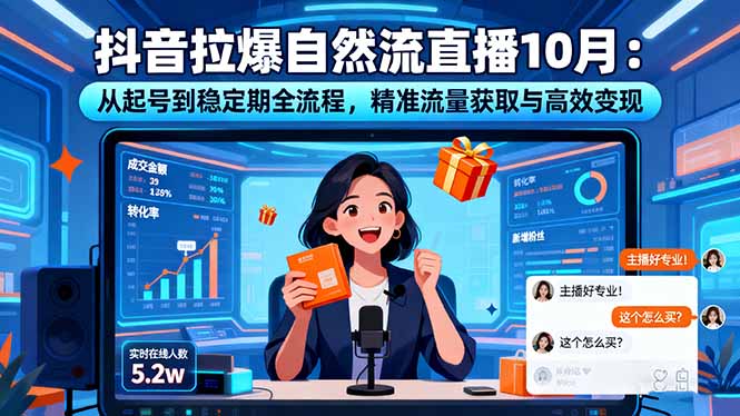 抖音拉爆自然流直播10月：从起号到稳定期全流程，精准流量获取与高效变现-米壳知道—知识分享平台