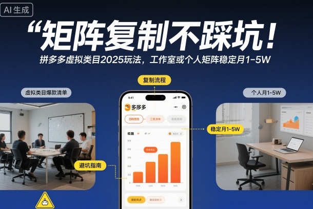 矩阵复制不踩坑！拼多多虚拟类目2025玩法，工作室或者个人矩阵稳定月1-5W【揭秘】-米壳知道—知识分享平台