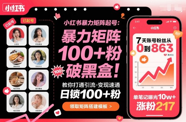 小红书暴力矩阵起号,教你打通引流-变现速通,日锁100+粉,破流量黑盒-米壳知道—知识分享平台