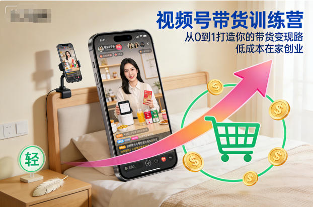 视频号带货训练营,从0到1打造你的带货变现路,低成本在家创业-米壳知道—知识分享平台