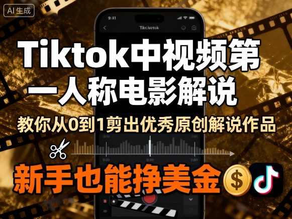 Tiktok中视频第一人称电影解说，教你从0到1剪出一个优秀的原创解说作品，新手也能挣美金-米壳知道—知识分享平台