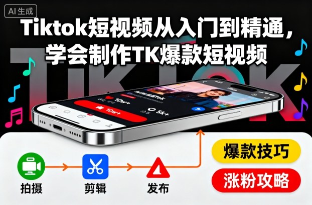 Tiktok短视频从入门到精通，学会制作TK爆款短视频-米壳知道—知识分享平台