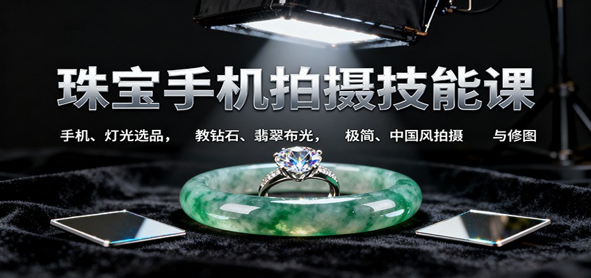珠宝手机拍摄技能课:手机、 灯光选品,教钻石、翡翠布光,极简、中国风拍摄与修图-米壳知道—知识分享平台